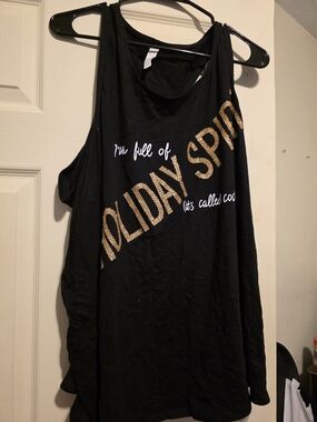 Cacique Black Tank with Gold Holiday Sparkle